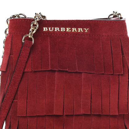 Burberry Suede Fringe Mini Bucket Bag Cherry 9 of 12