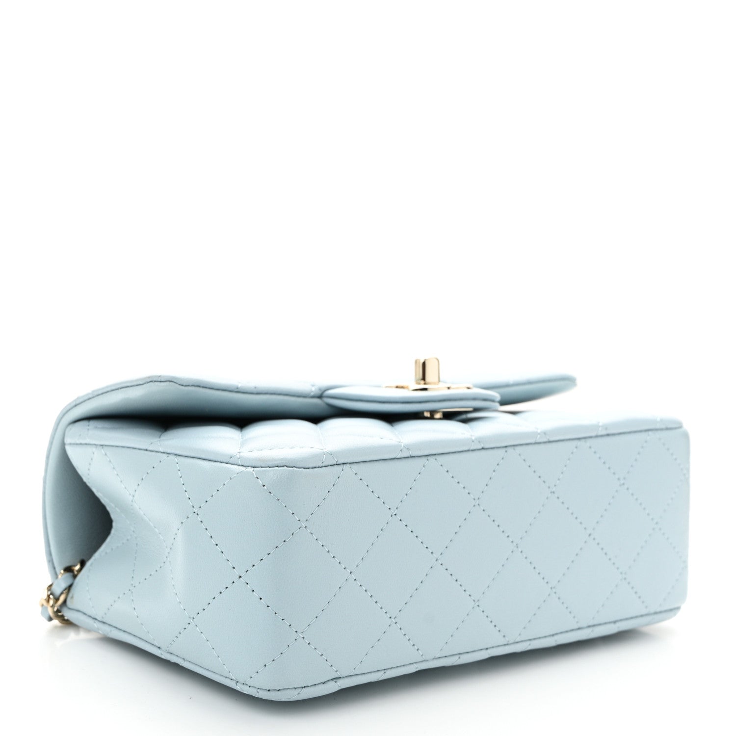 Chanel Lambskin Quilted Mini Top Handle Rectangular Flap Light Blue 4 of 10