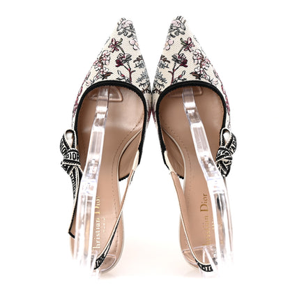 Christian Dior Canvas Embroidered Millefiori J'Adior Slingback 65mm Pumps 41 Nude White 2 of 10