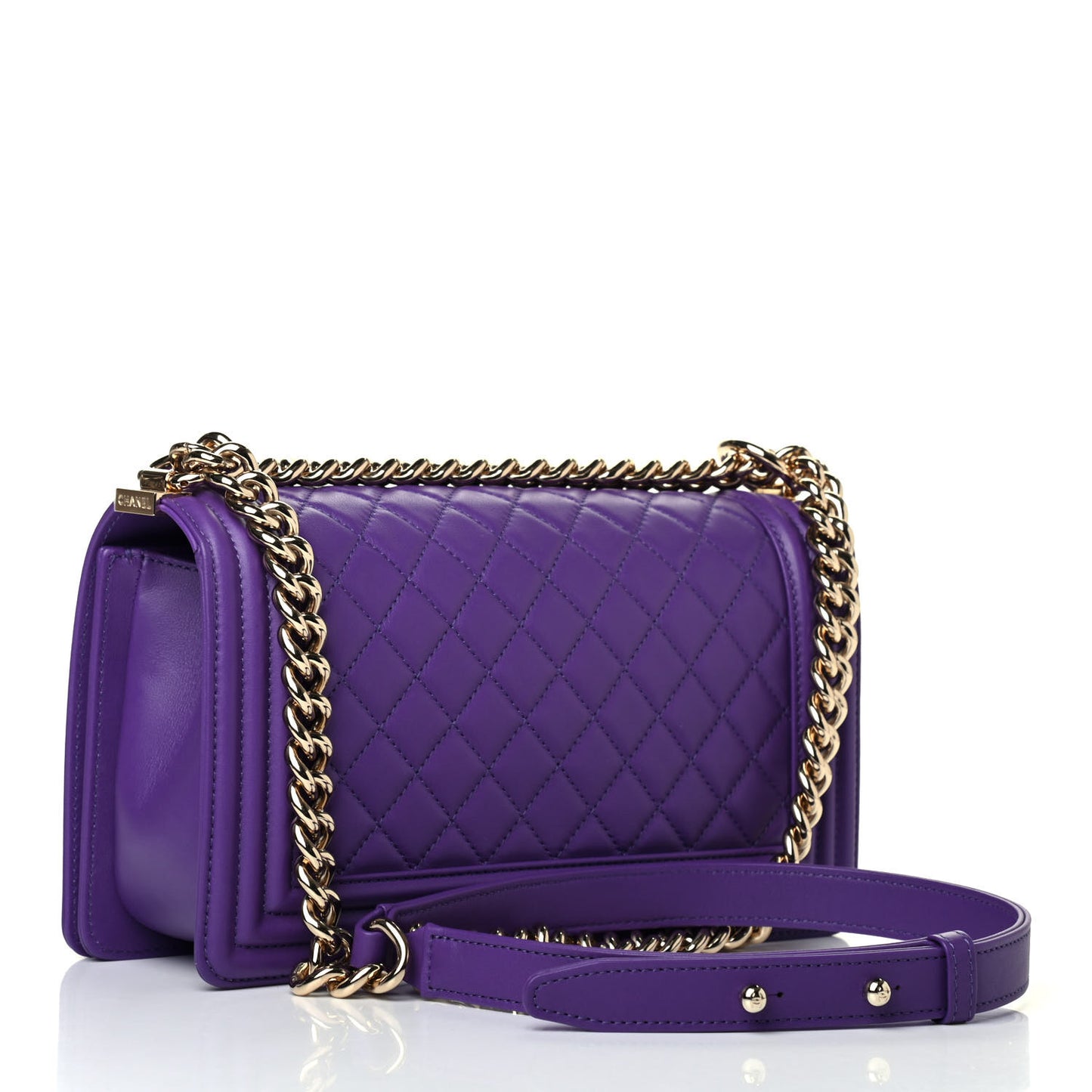 Calfskin Quilted Medium Boy Flap Purple