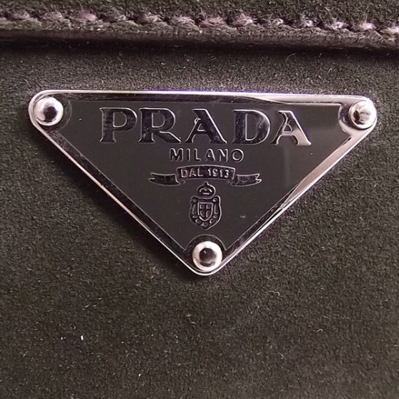 Prada Suede Flap Tote Army 6 of 9