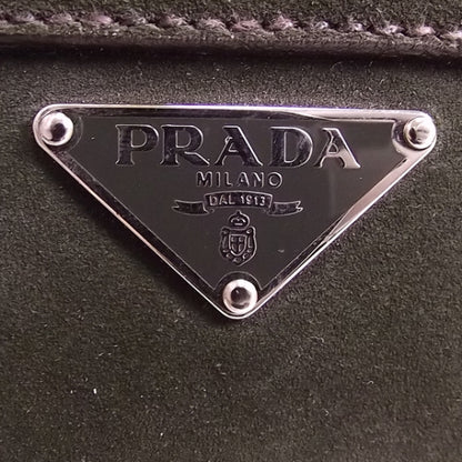 Prada Suede Flap Tote Army 6 of 9