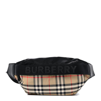 Burberry Nylon Vintage Check Sonny Bum Bag Archive Beige Black 1 of 12
