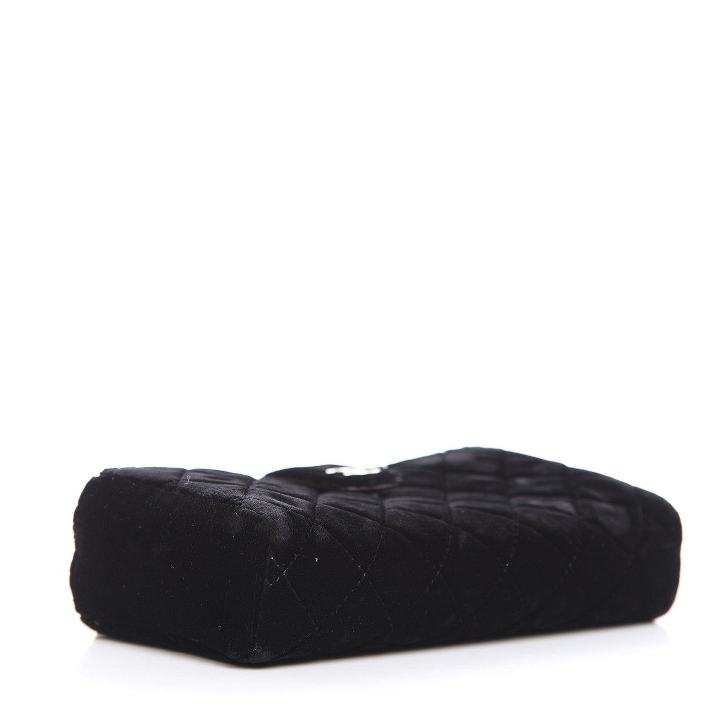 Velvet Quilted Small Clutch With Chain Black