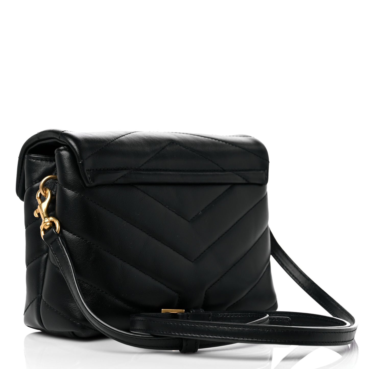 Calfskin Y Quilted Monogram Toy Loulou Crossbody Bag Black