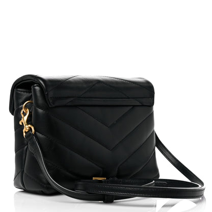 Saint Laurent Calfskin Y Quilted Monogram Toy Loulou Crossbody Bag Black 3 of 11