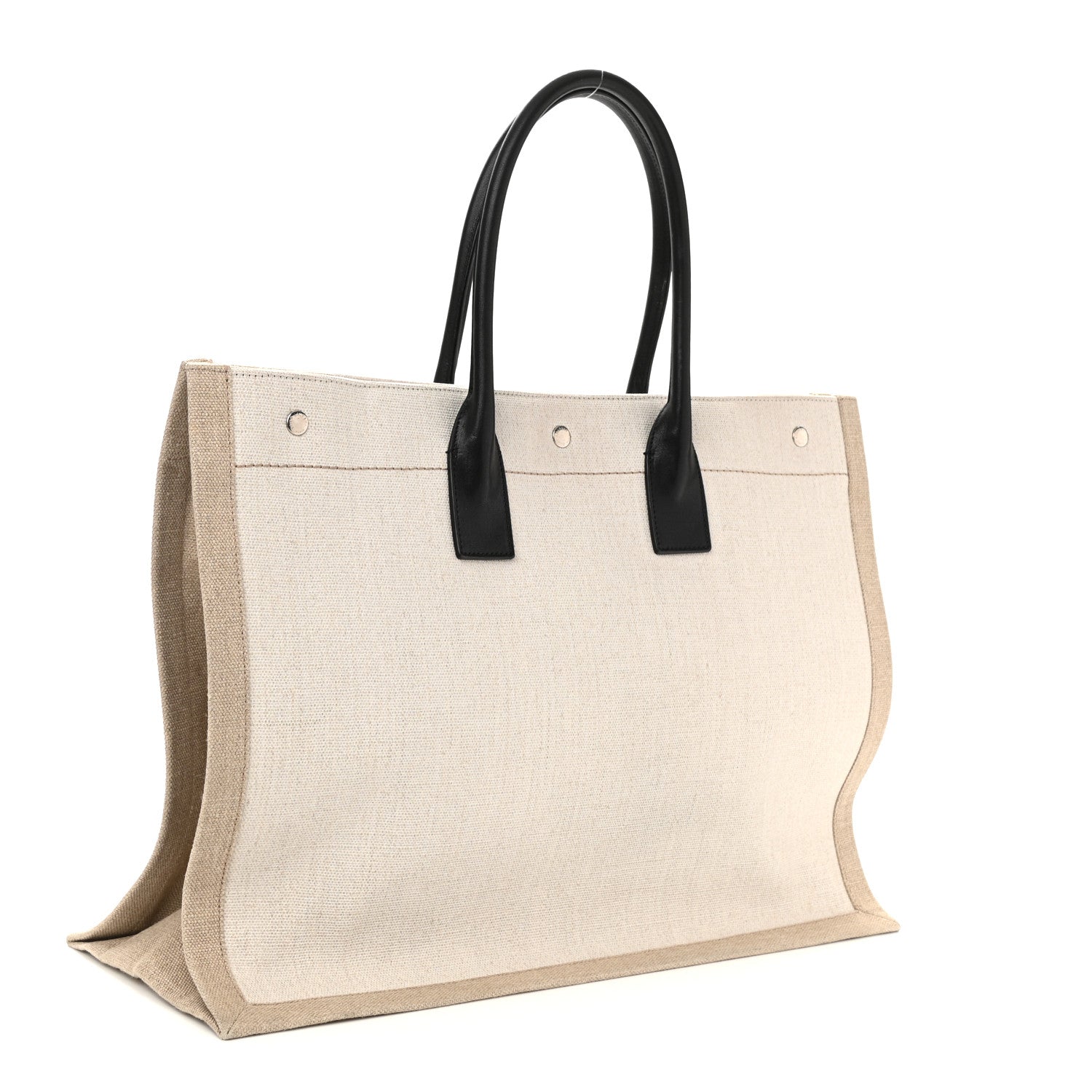 Saint Laurent Linen Calfskin Rive Gauche Tote Optic White 2 of 8