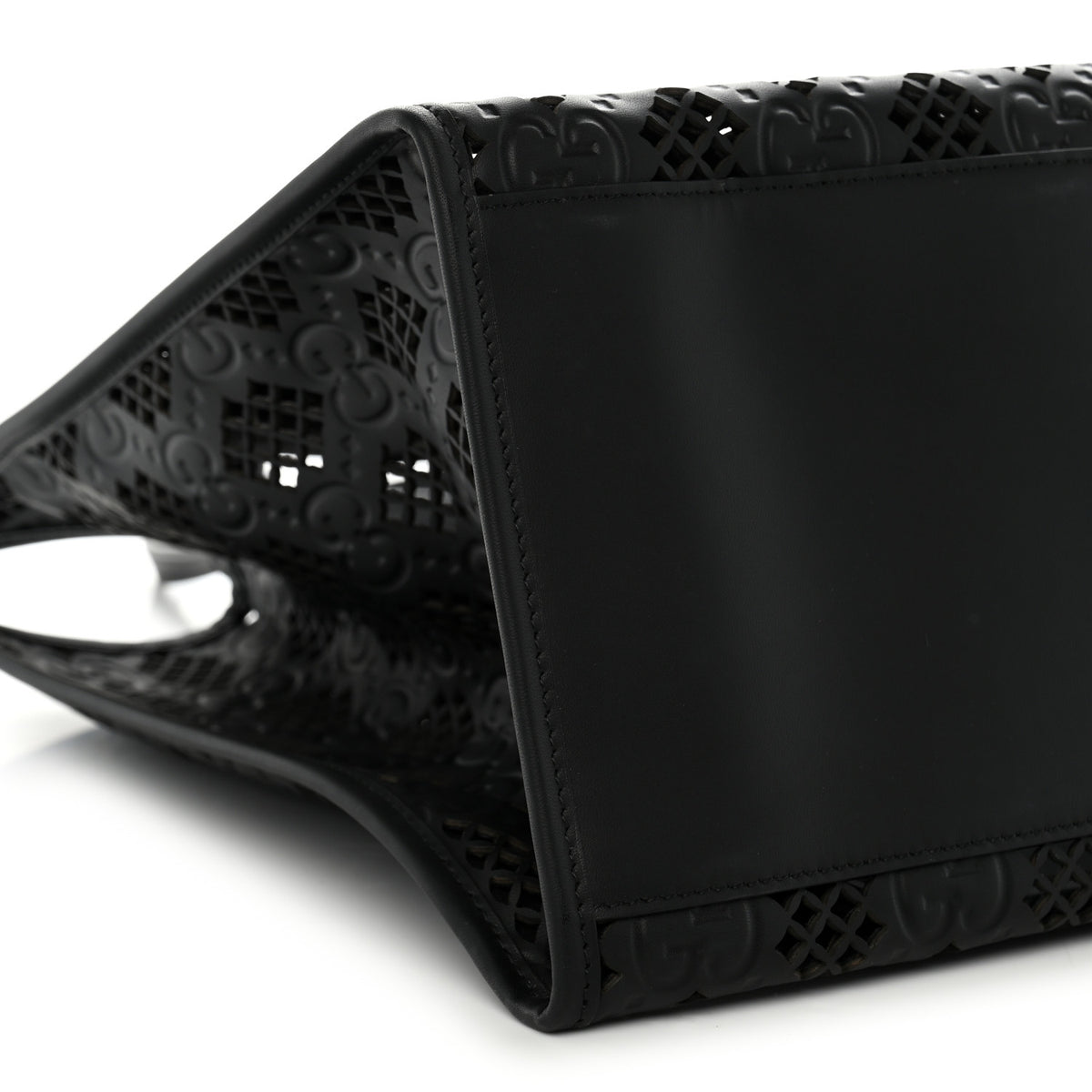 Calfskin GG Monogram Diamond Cut Medium Ophidia Tote Bag Black