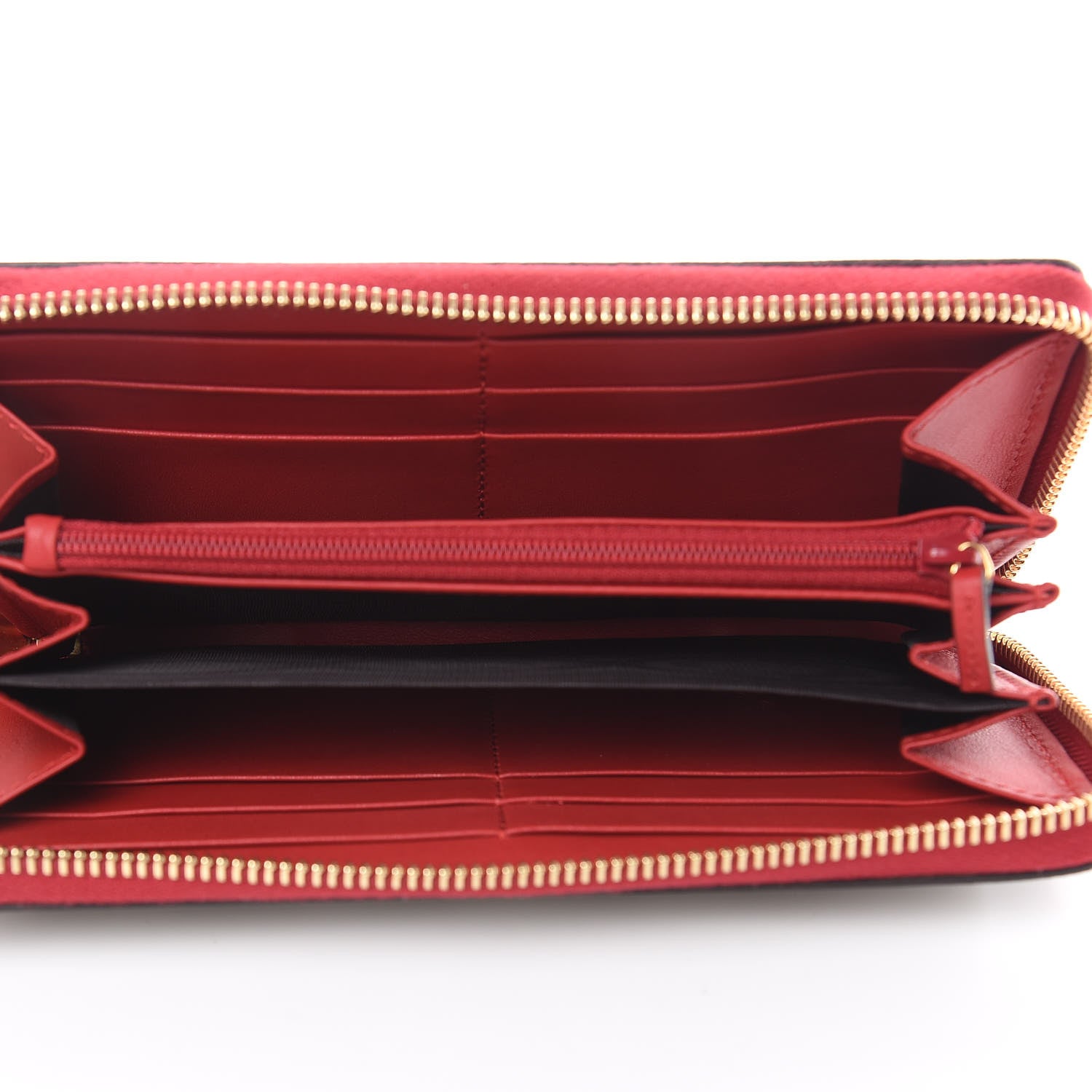 Gucci GG Supreme Monogram Embroidered Rainbow Zip Around Wallet Red 5 of 9