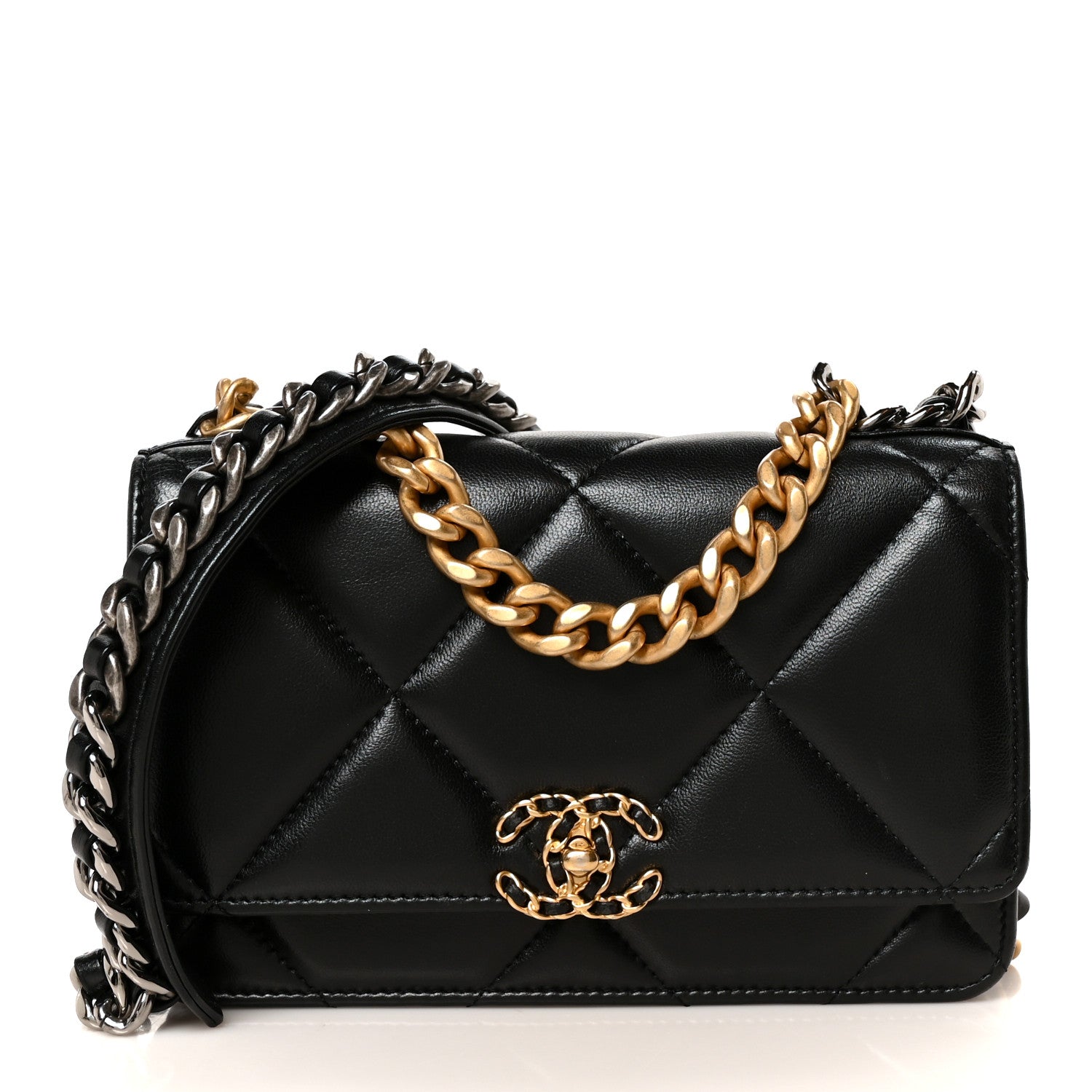 Chanel Lambskin Quilted Chanel 19 Wallet On Chain WOC Black 1 of 12