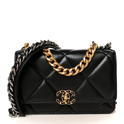 Chanel Lambskin Quilted Chanel 19 Wallet On Chain WOC Black 1 of 12