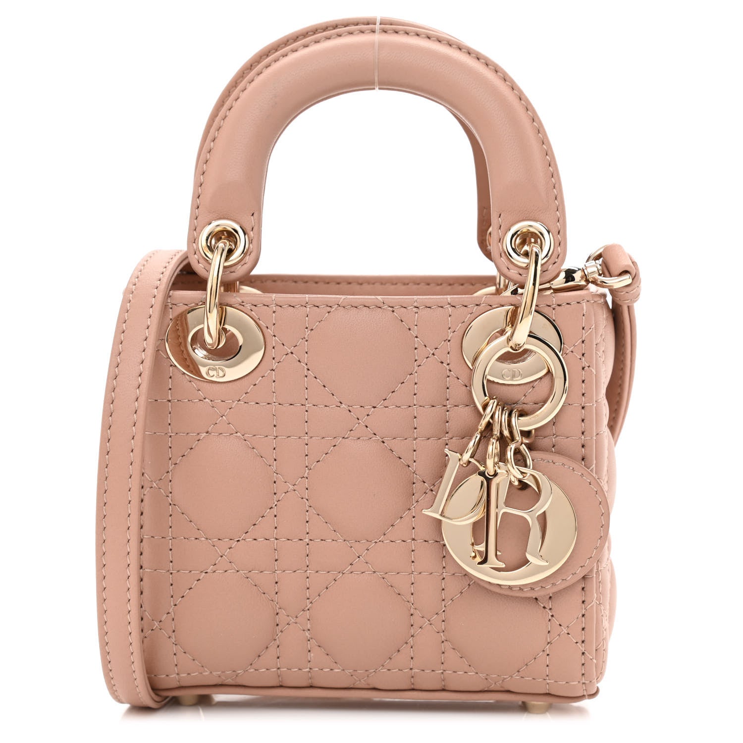 Christian Dior Lambskin Cannage Micro Lady Dior Rose Des Vents 1 of 9