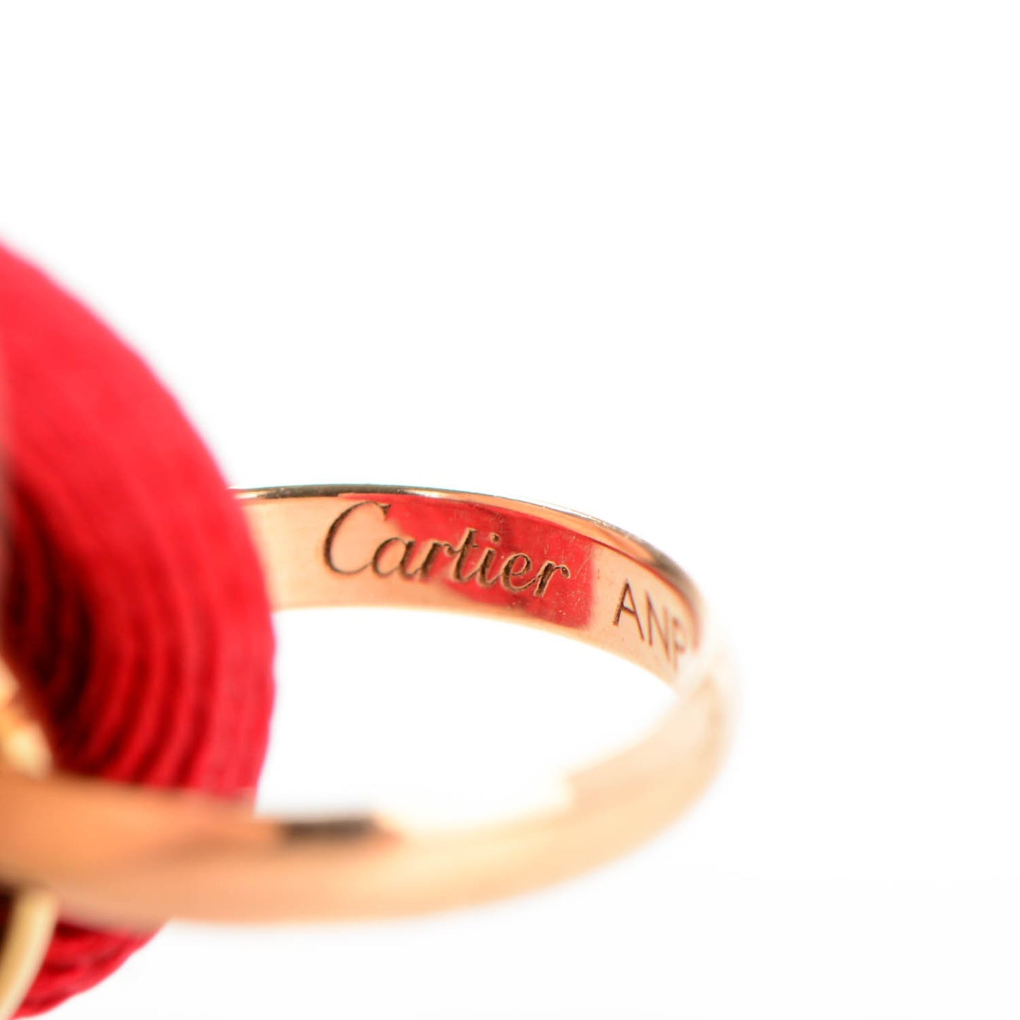 18K Pink Yellow White Gold Trinity Cord Bracelet Red