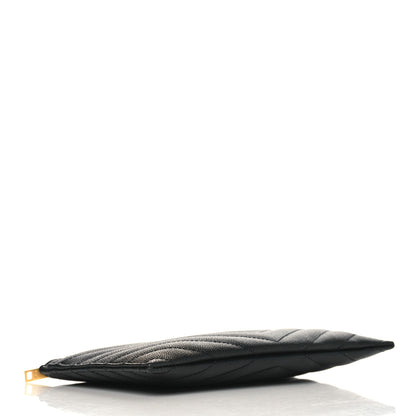 Saint Laurent Grain De Poudre Chevron Monogram Bill Pouch Black 4 of 8