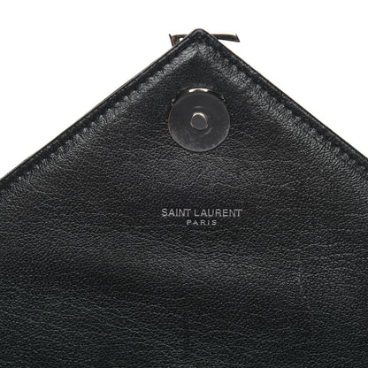 Saint Laurent Sheepskin Matelasse Chevron Monogram Medium College Bag Black 6 of 8