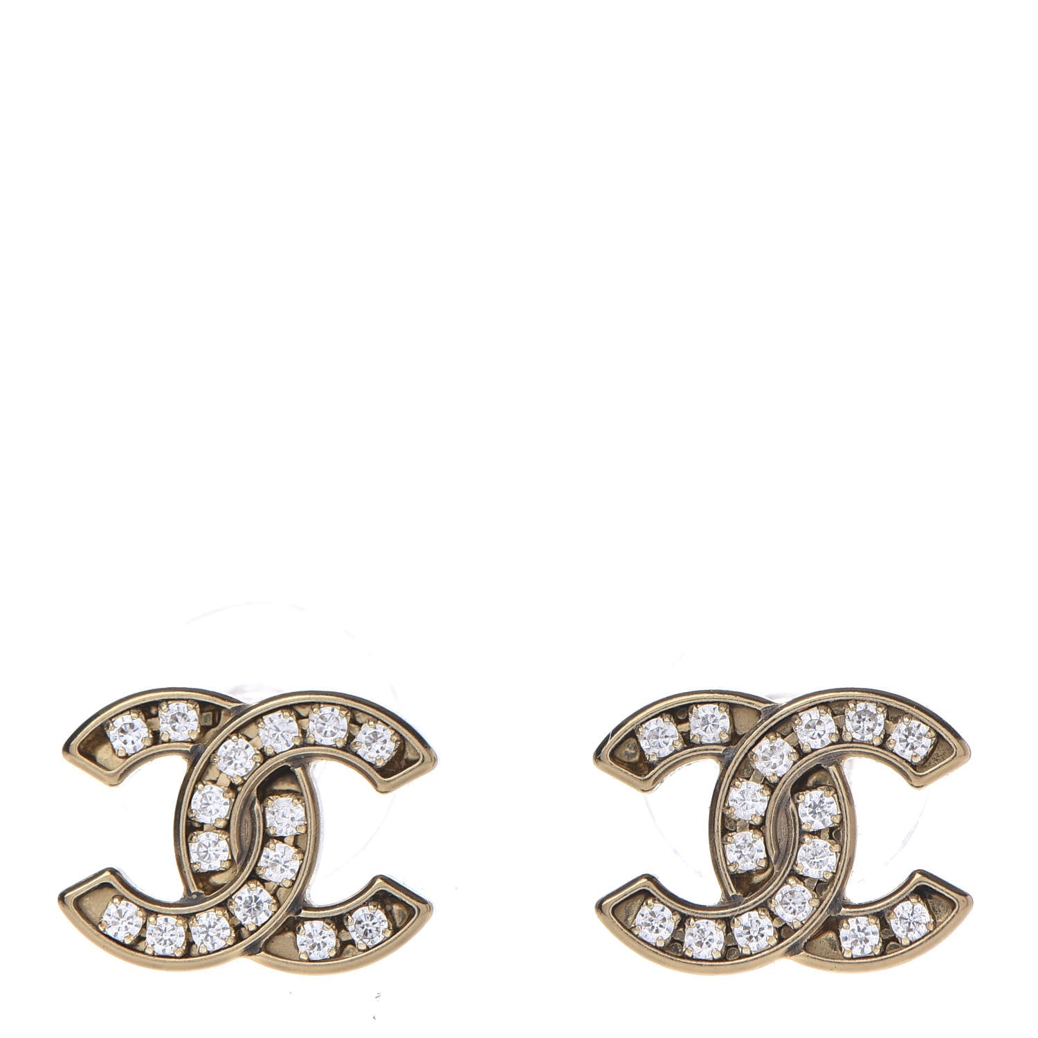 Chanel Crystal CC Earrings Gold 1 of 5