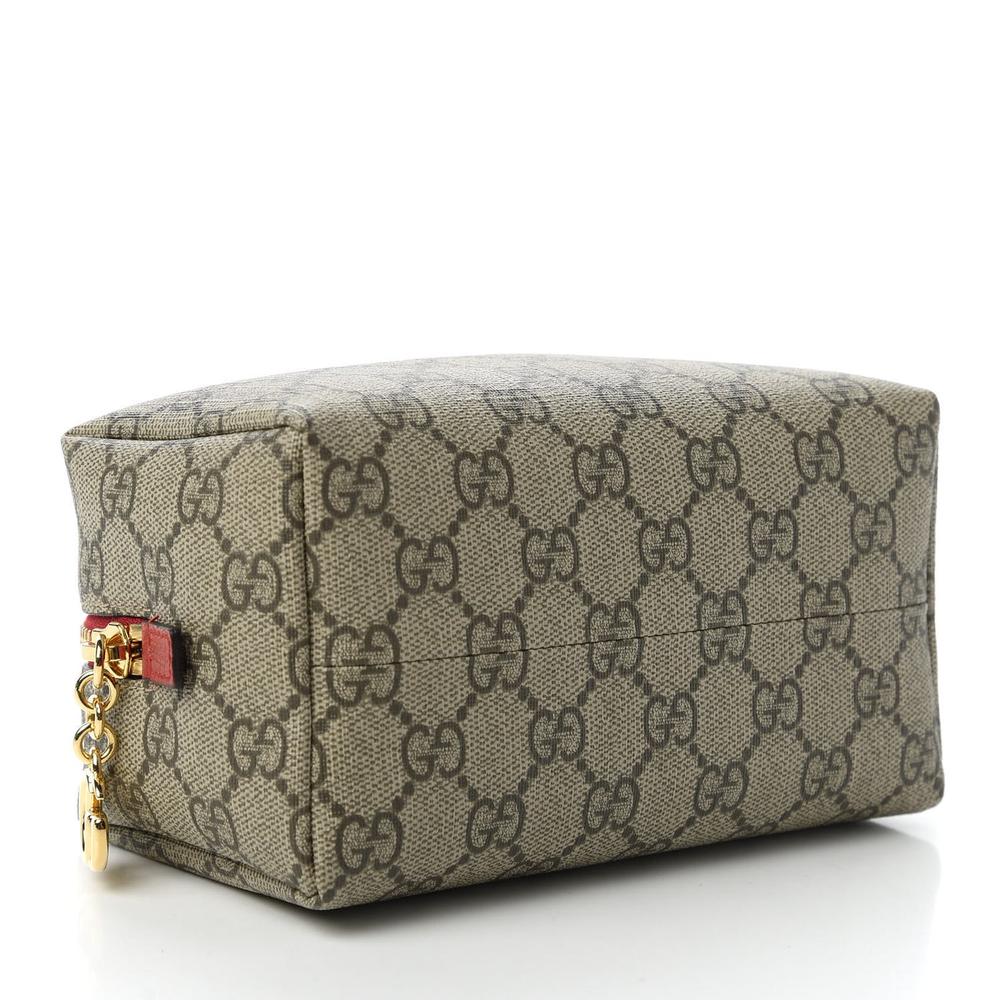 Soft GG Supreme Monogram Calfskin Medium Ophidia Cosmetic Case Beige Ebony Hibiscus Red