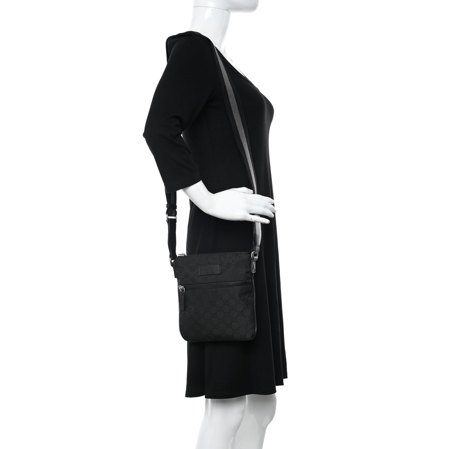 Nylon Monogram Mini Flat Messenger Bag Black