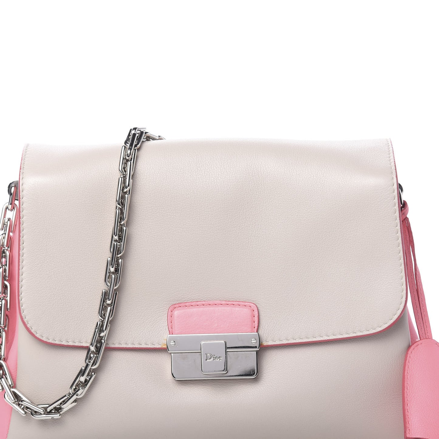 Calfskin Bi-Color Small Diorling Rose Candy