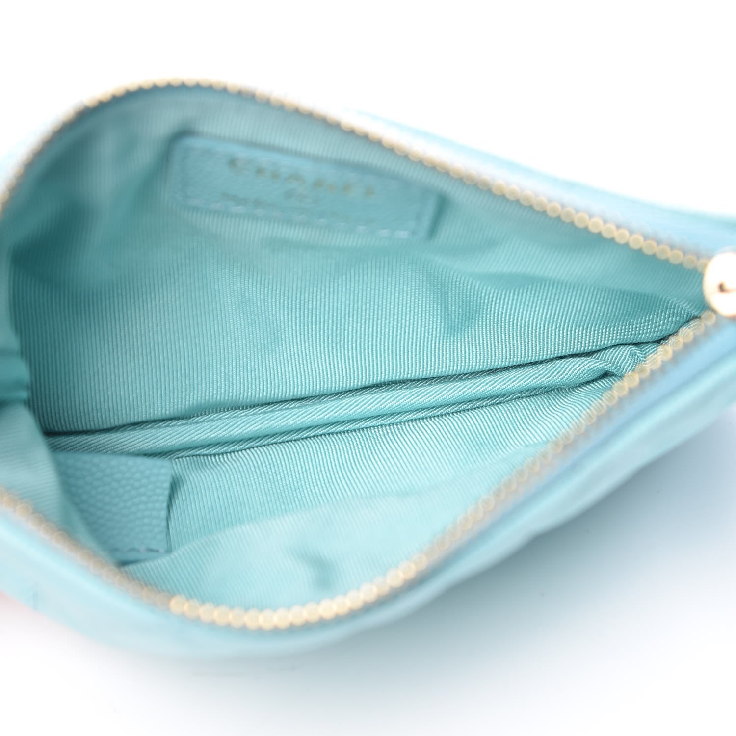 Chanel Caviar Quilted Small Cosmetic Case Light Blue 5 of 8