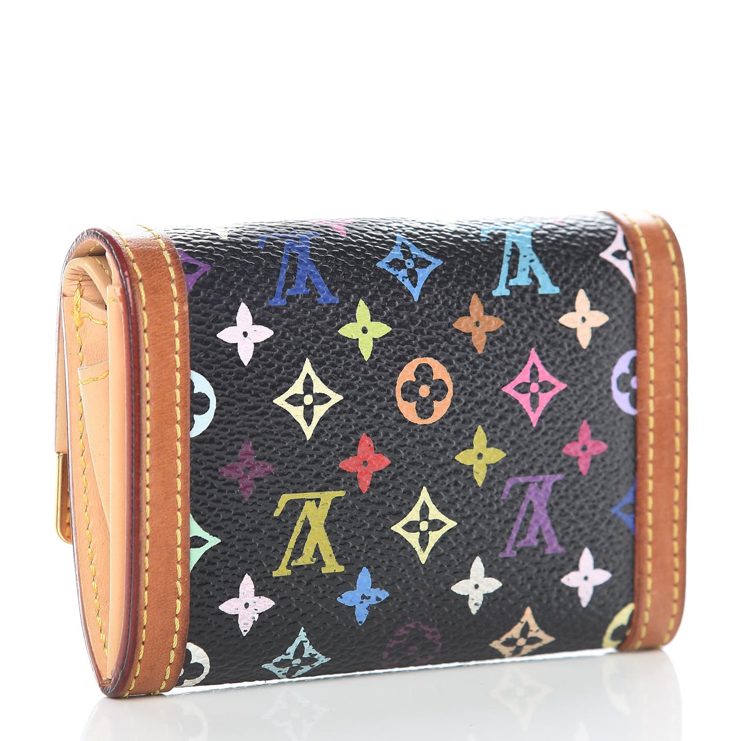 Monogram Multicolor Porte-Monnaie Plat Coin Purse Black