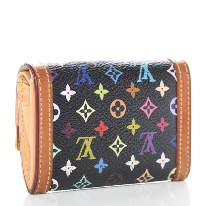 Louis Vuitton Monogram Multicolor Porte-Monnaie Plat Coin Purse Black 3 of 12