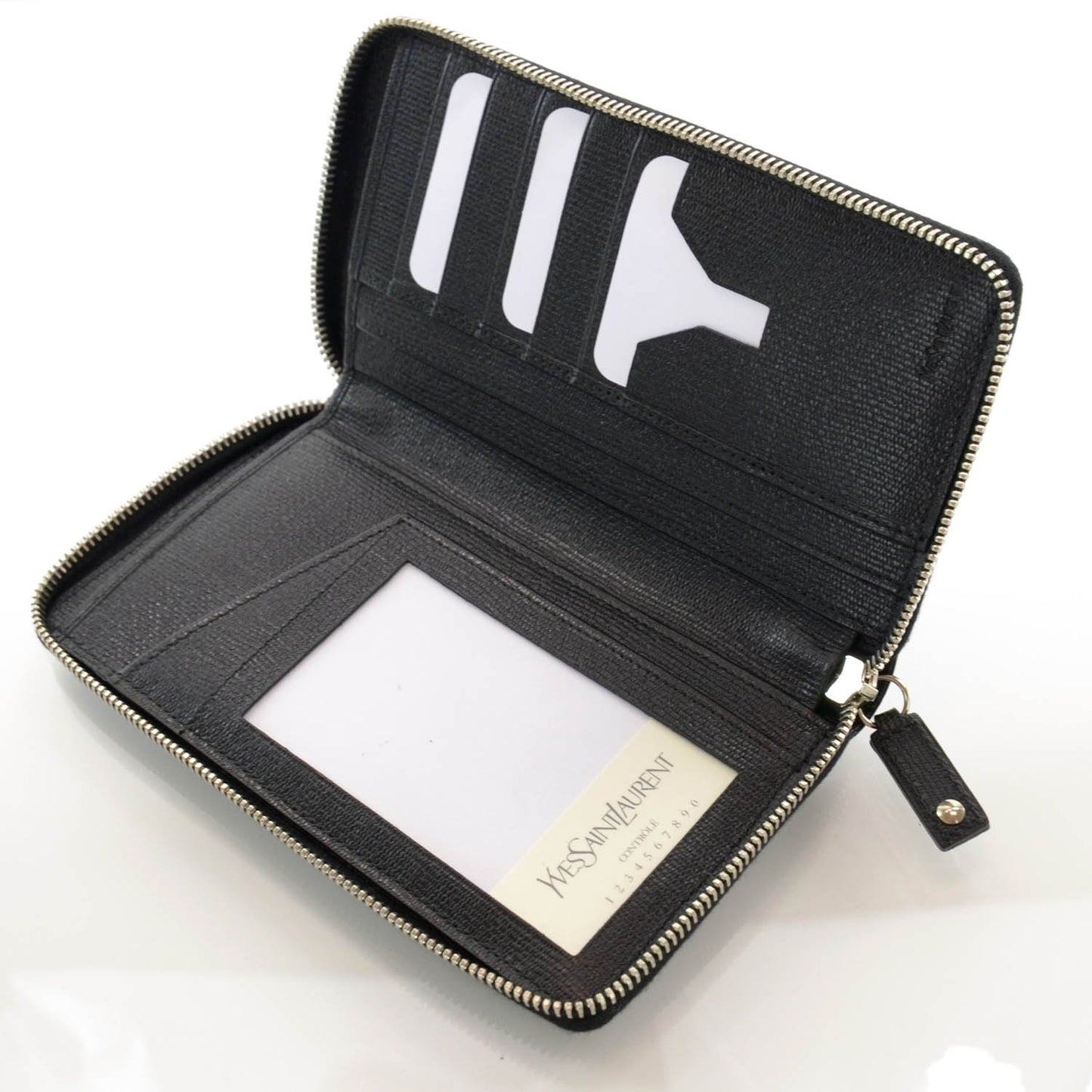 Textured Zip Around Wallet Black