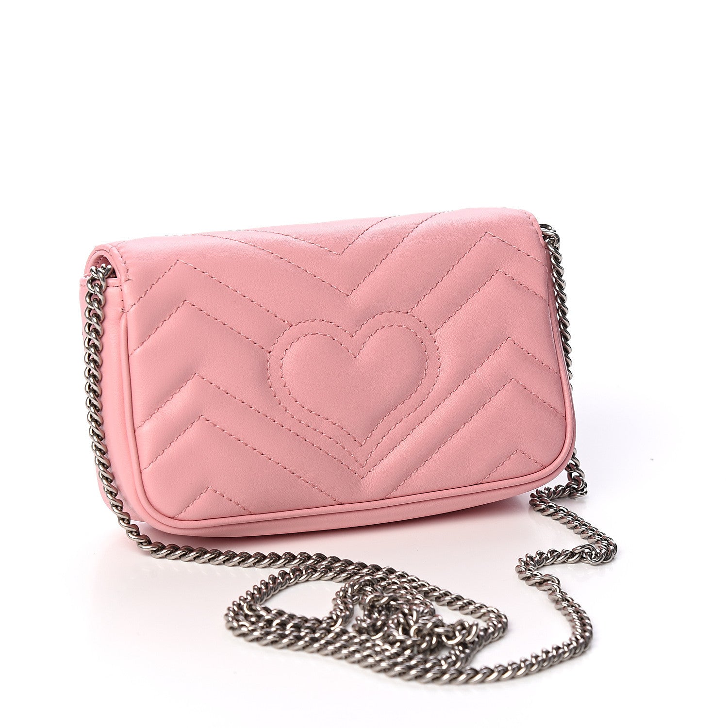 Gucci Calfskin Matelasse Super Mini GG Marmont Shoulder Bag Wild Rose 2 of 10