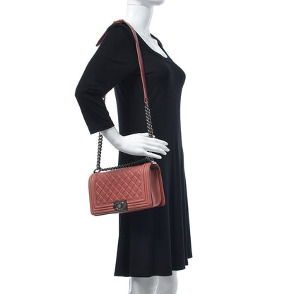 Chanel Lambskin Quilted Medium Boy Flap Dark Pink 2 of 16