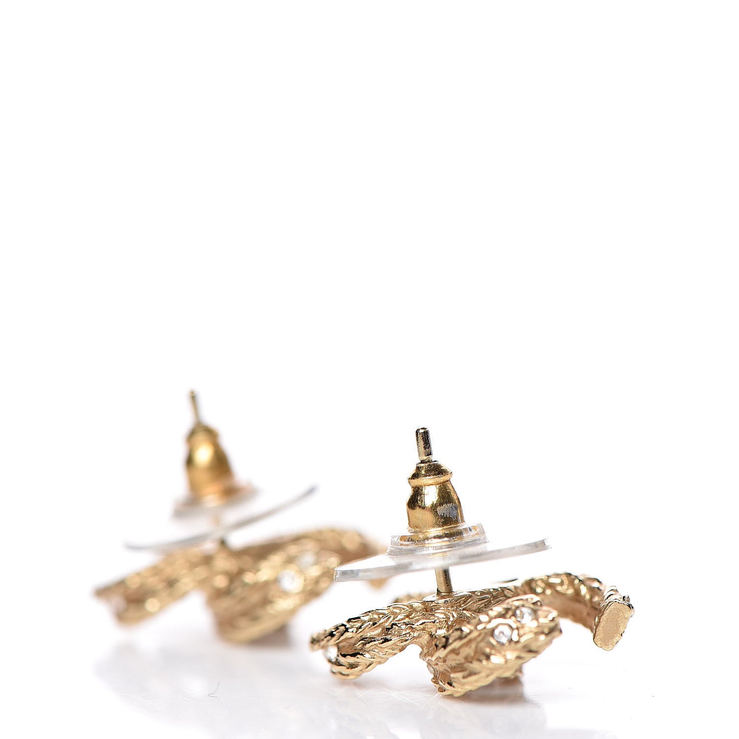 Crystal Textured CC Earrings Gold