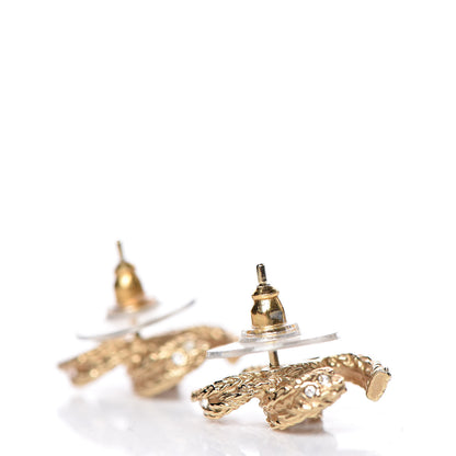 Chanel Crystal Textured CC Earrings Gold 3 of 4