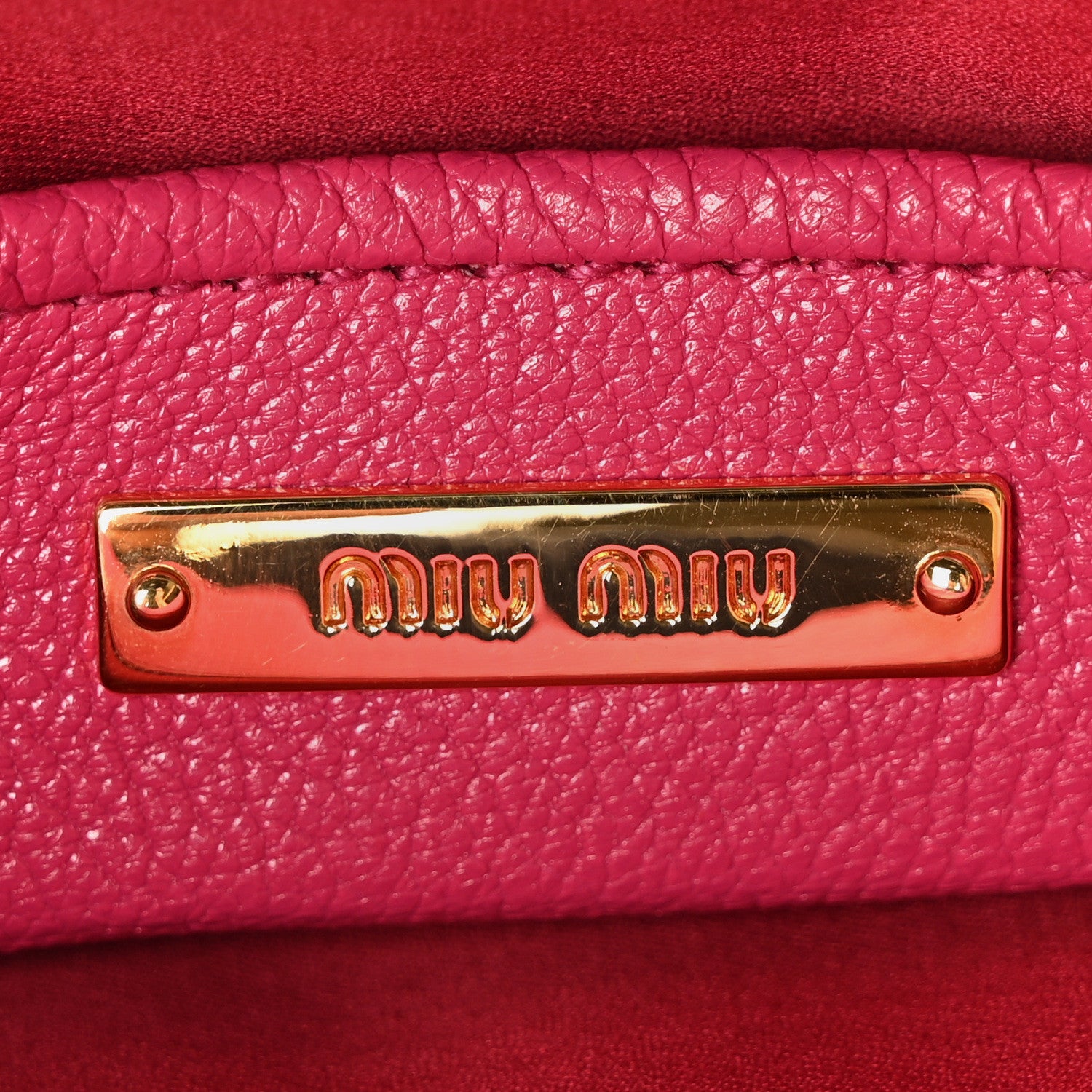 Miu Miu Goatskin Madras Shopping Tote Fuxia 6 of 9
