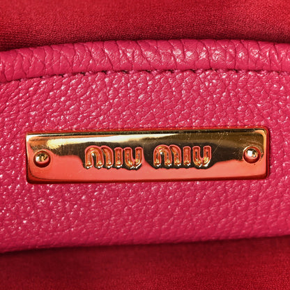 Miu Miu Goatskin Madras Shopping Tote Fuxia 6 of 9