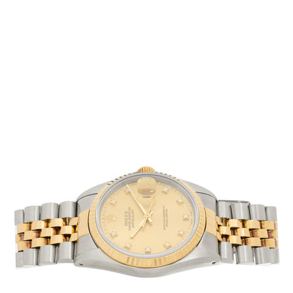 Rolex Stainless Steel 18K Yellow Gold Diamond 36mm Oyster Perpetual Datejust Watch Champagne 16233 2 of 4