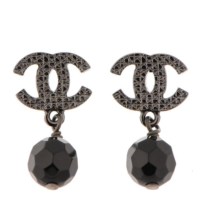 Chanel Ruthenium Bead CC Drop Earrings Black 1 of 4