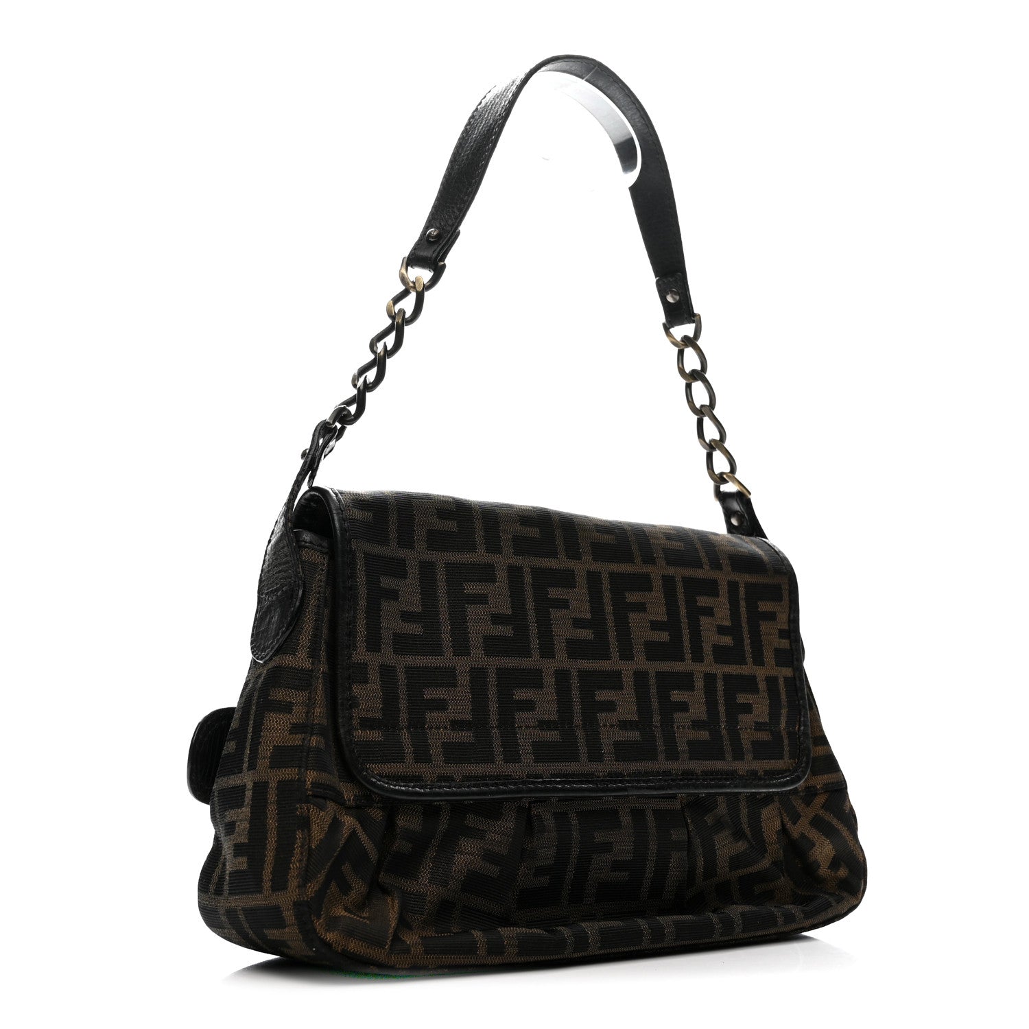 Fendi Zucca B Bis Flap Bag Tobacco Castagna 3 of 13