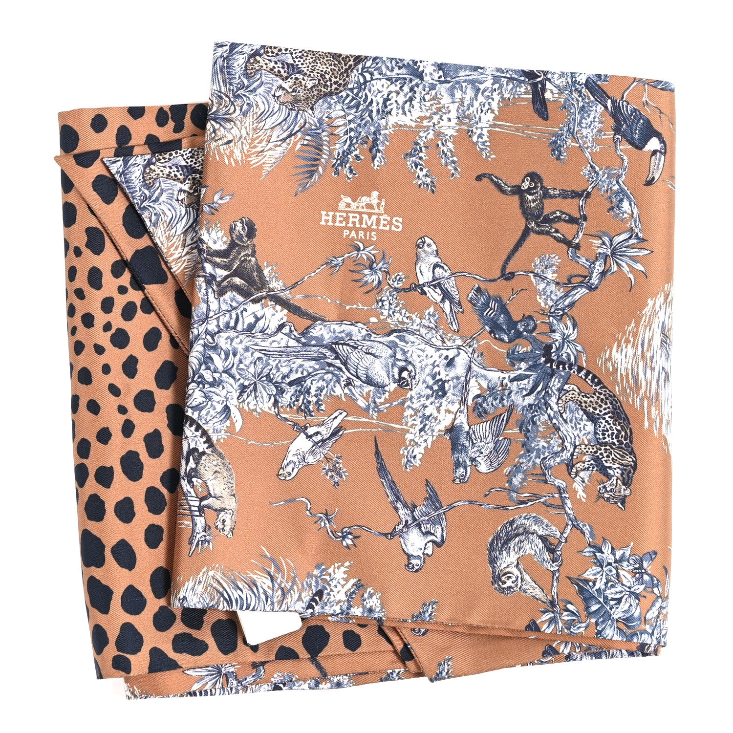 Hermes Silk Equateur Maxi Twilly Tabac Gris Bleuete 2 of 3