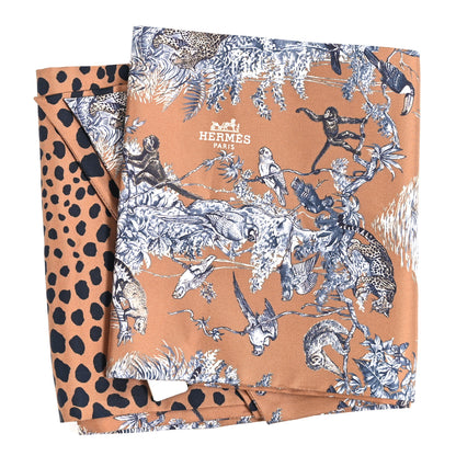 Hermes Silk Equateur Maxi Twilly Tabac Gris Bleuete 2 of 3