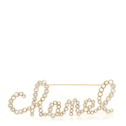 Chanel Metal Glass Swirling Pearls Brooch Pin Gold 1 of 3