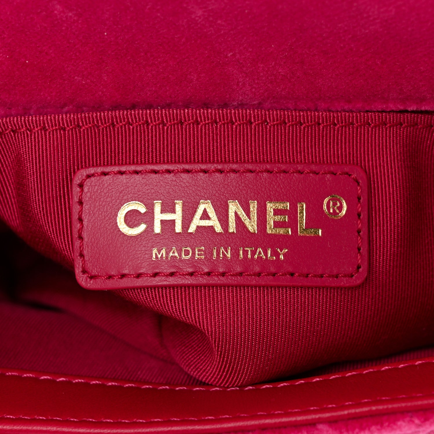 Chanel Velvet Quilted Mini Square Pearl Crush Flap Fuchsia 7 of 11
