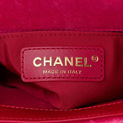 Chanel Velvet Quilted Mini Square Pearl Crush Flap Fuchsia 7 of 11