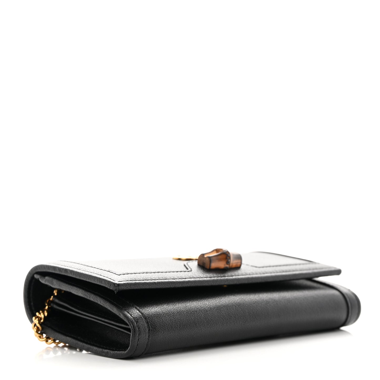 Wonka Grain Calfskin Diana Chain Wallet Black