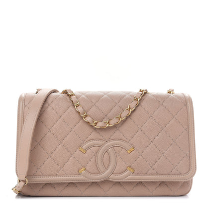 Chanel Caviar Quilted Medium CC Filigree Flap Beige 1 of 10