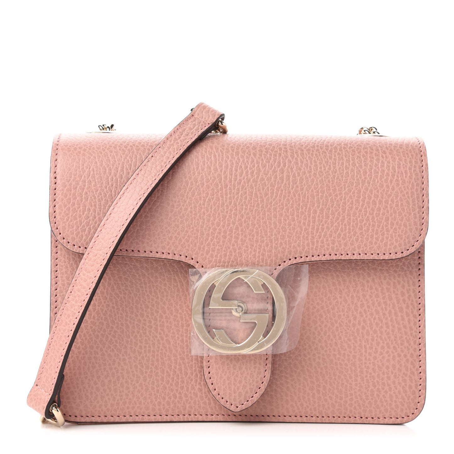 Dollar Calfskin Small Interlocking G Shoulder Bag Soft Pink
