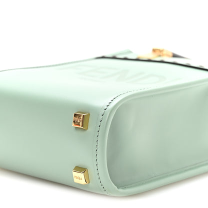 Fendi Vitello King Plexiglass Logo Embossed Mini Fendi Sunshine Shopper Tote Menta 10 of 10