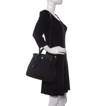 Hermes Military Toile Vache Hunter Herbag Zip Retourne 31 PM Black Bleu Indigo 2 of 10
