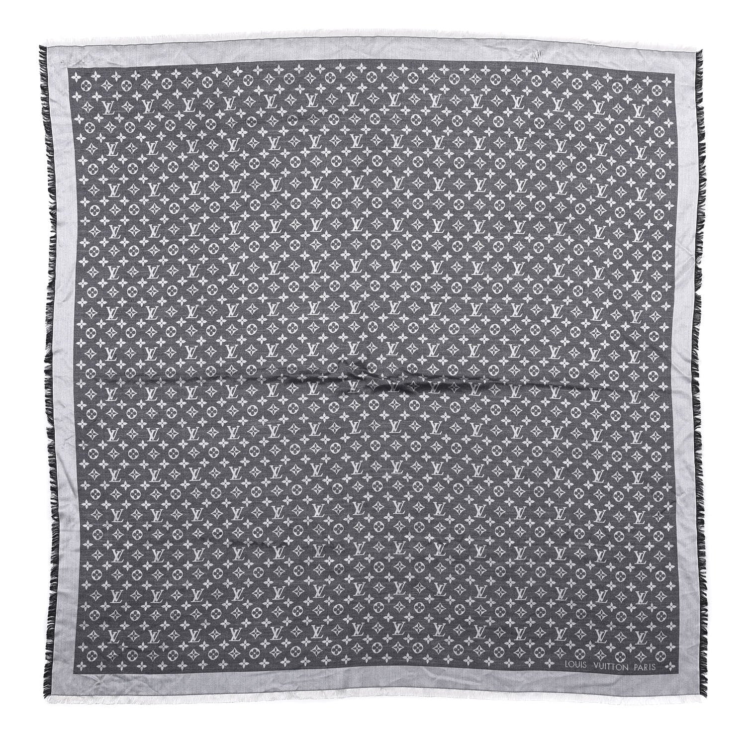 Louis Vuitton Silk Wool Monogram Denim Shawl Black 1 of 4