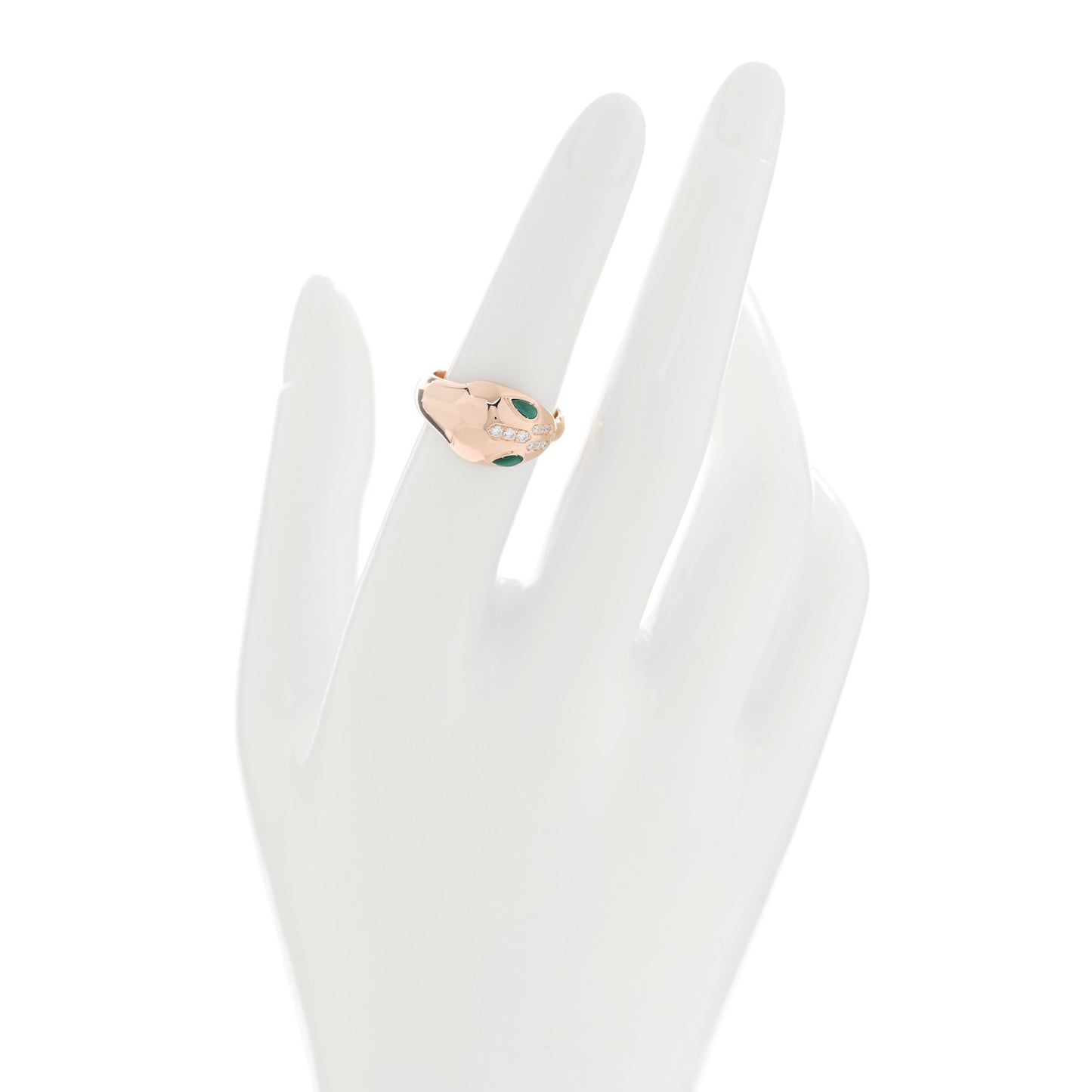 18K Rose Gold Diamond Malachite Serpenti Ring 53 6.5
