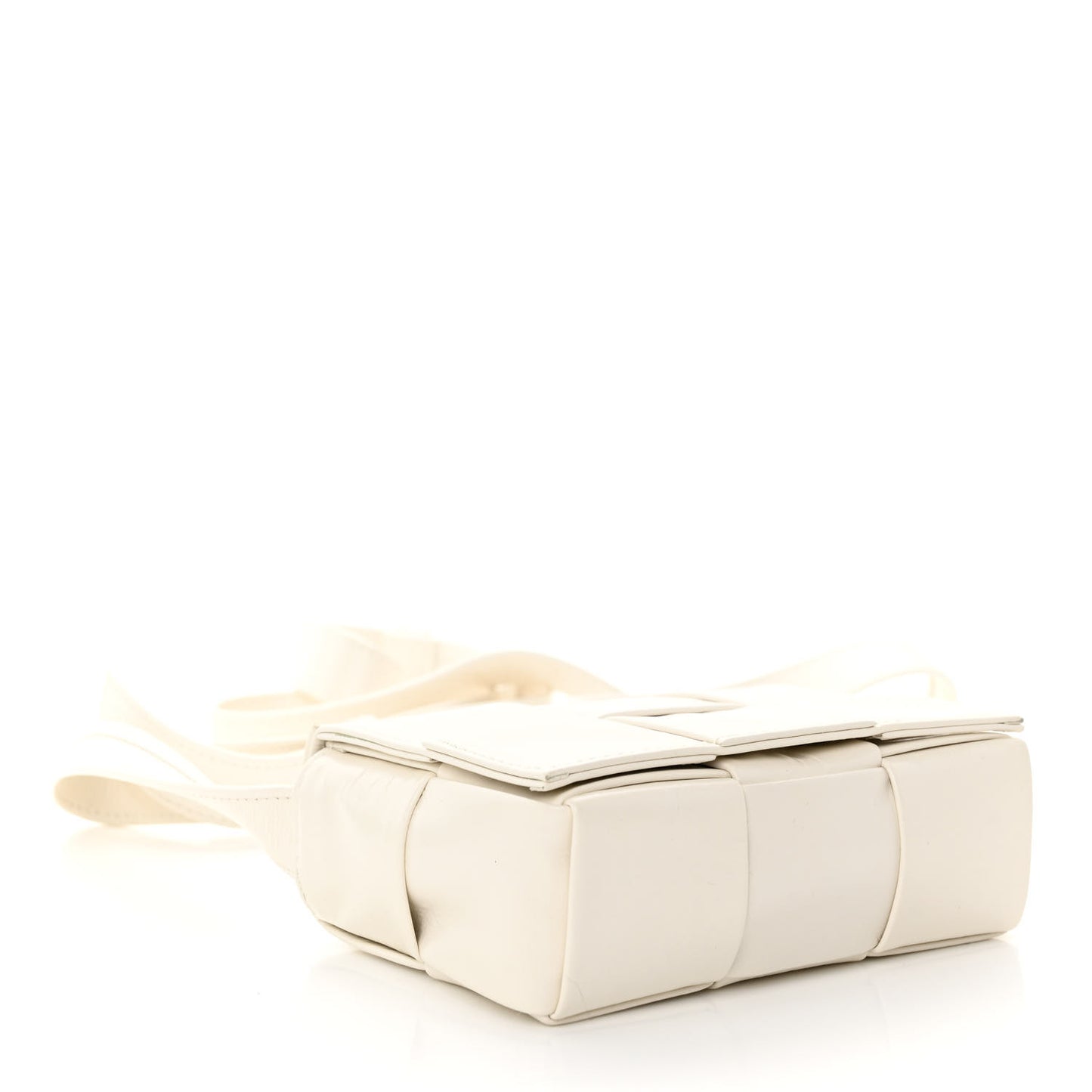 Lambskin Maxi Intrecciato Extra Mini Cassette Crossbody Bag White