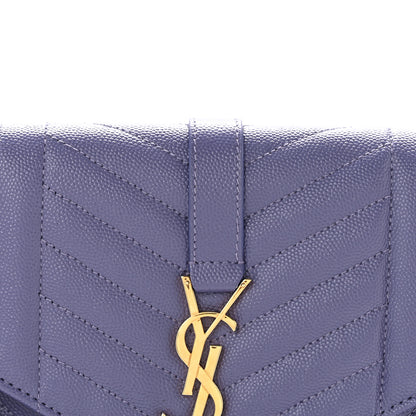 Saint Laurent Grain De Poudre Textured Mixed Matelasse Triquilt Monogram Clutch Dark Wisteria 8 of 12